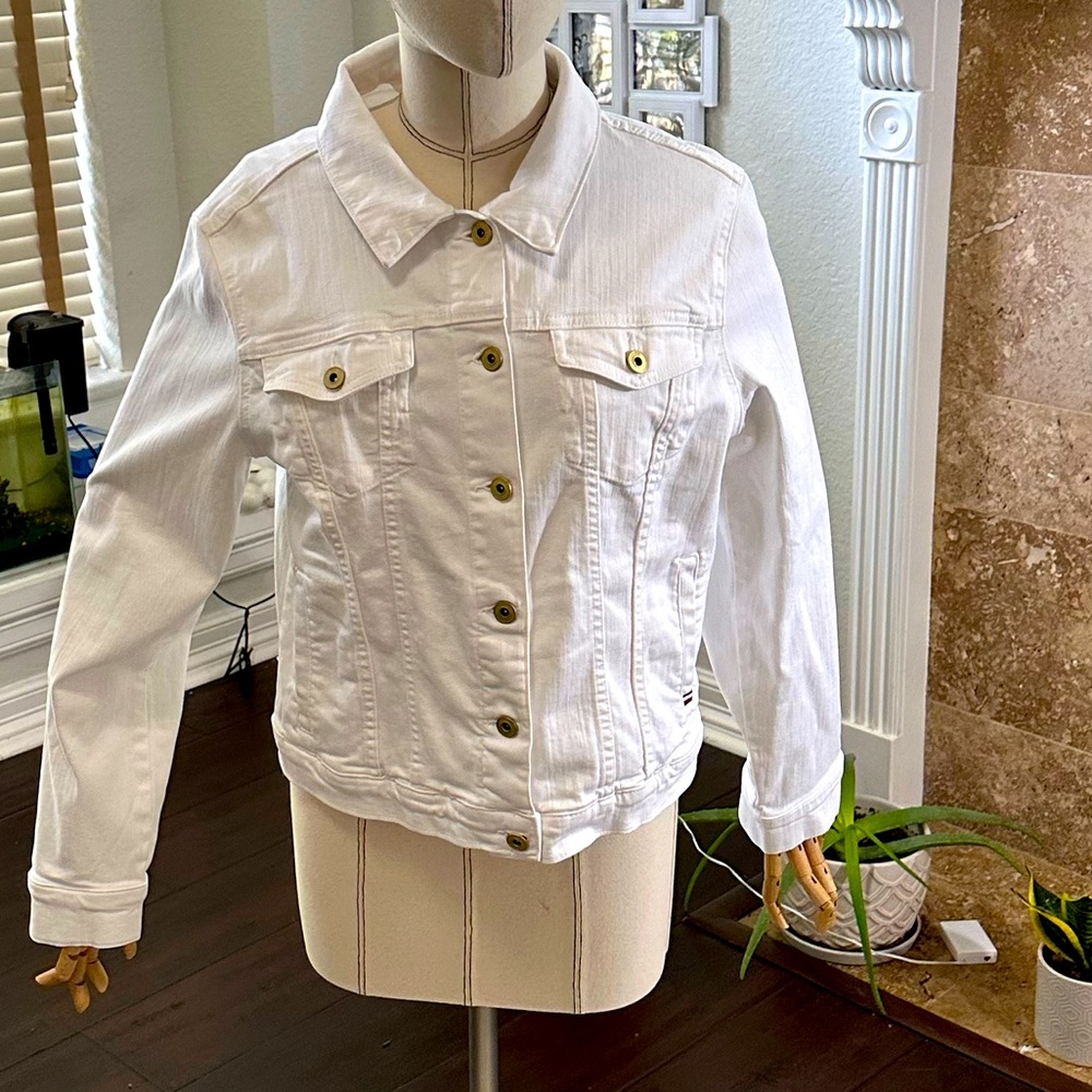 Tommy Hilfiger Jackets & Coats, Stretch Denim White Jean Jacket, size L